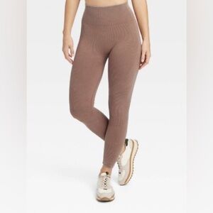 JoyLab Caramel Brown Ribbed Leggings 7/8”
